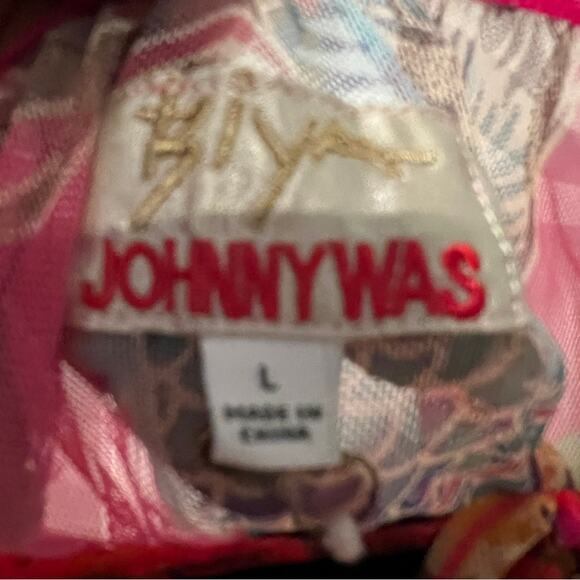 NWT JOHNNY WAS $270 Floral Embroidered Mesh Peasant Blouse - Picture 6 of 8